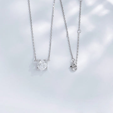 MaisieLin | Minimalist & Dazzling Bullhead Four-Claw Pt950 Platinum Lab-Grown Solitaire Single-Diamond Necklace Set