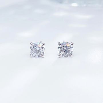 MaisieLin | Stylish Four-Claw Pt950 Platinum Lab-Grown Diamond Earrings (Stud Style)