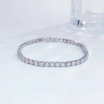 MaisieLin | Luxury & Stylish Pave-Set Full-Diamond Round Pt950 Platinum Lab-Grown Full-Diamond Bracelet