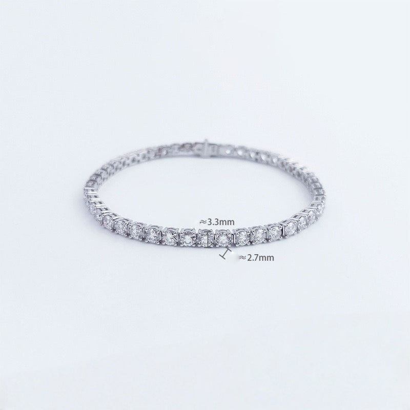 MaisieLin | Luxury & Stylish Pave-Set Full-Diamond Round Pt950 Platinum Lab-Grown Full-Diamond Bracelet