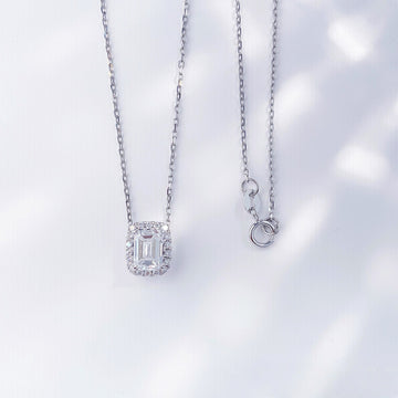 MaisieLin | Dainty Cube Light Luxury Square Diamond Pt950 Platinum Lab-Grown Diamond Necklace Set