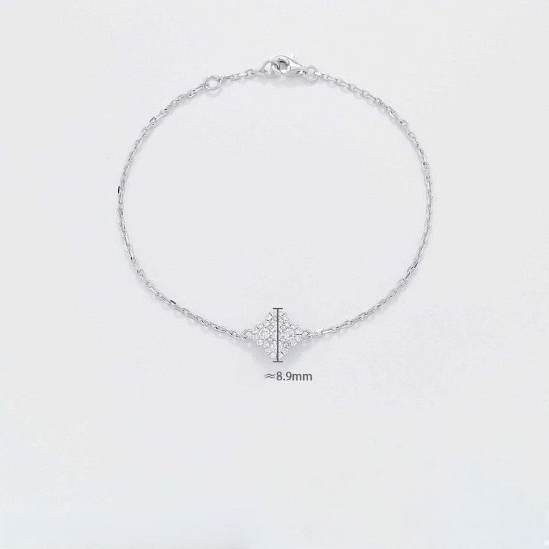MaisieLin | Luxury Classic Vintage Four-Leaf Clover Bracelet Pt950 Platinum Lab-Grown Diamond Bracelet