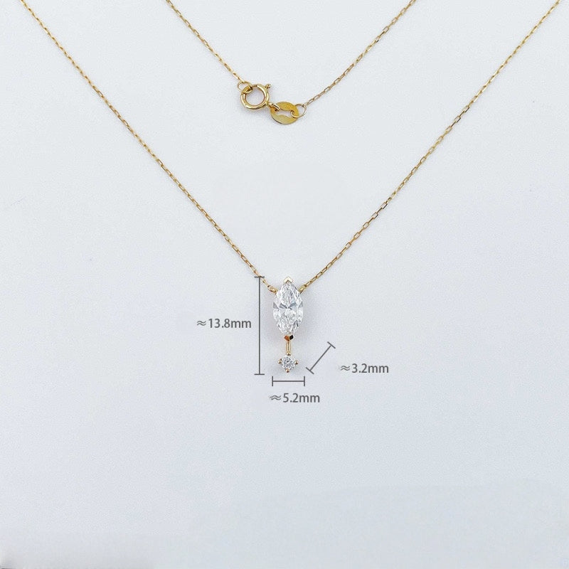 MaisieLin | Angel's Eye Unique Temperament Diamond-Shaped 18K Yellow Gold Lab-Grown Diamond Necklace Set