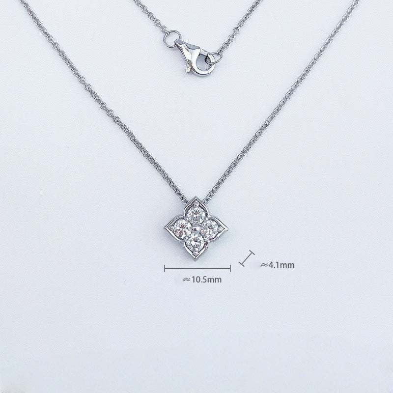 MaisieLin | Lucky Four-Leaf Clover Light Luxury Stylish Adjustable Pt950 Platinum Lab-Grown Diamond Necklace Set