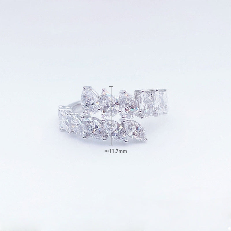 MaisieLin | Crystal Feather Flowing Light Stylish Light Luxury Fancy-Shaped Artistic Shank Pt950 Lab-Grown Diamond Ring for Women
