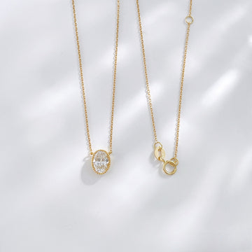 MaisieLin | Minimalist High-End Dreamy Pigeon Egg 18K Yellow Gold White Gold Lab-Grown Diamond Necklace Set