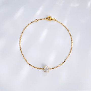 MaisieLin | Minimalist & Stylish Oval Four-Claw 18K Yellow Gold Gold Lab-Grown Fancy Diamond Bracelet