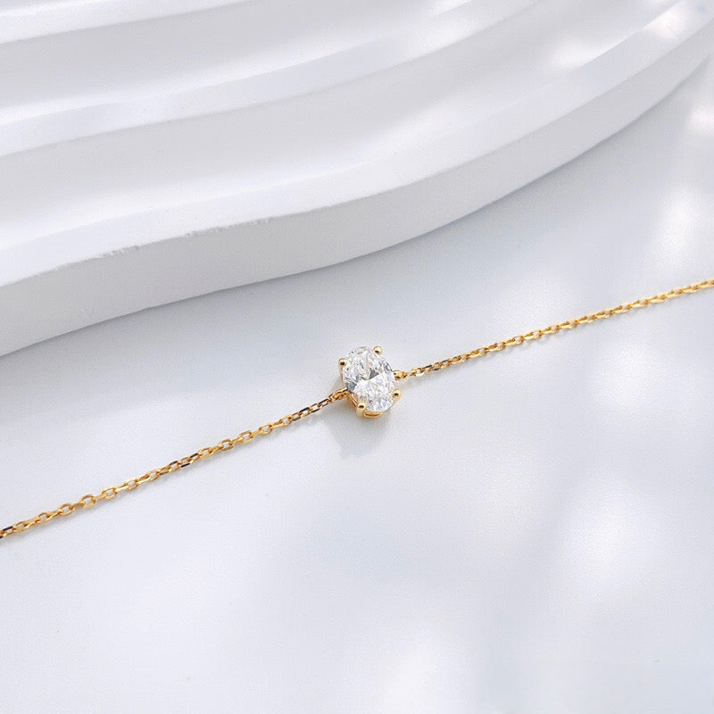 MaisieLin | Minimalist & Stylish Oval Four-Claw 18K Yellow Gold Gold Lab-Grown Fancy Diamond Bracelet