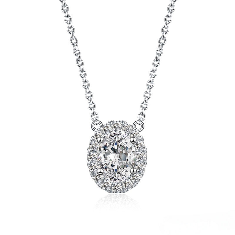 MaisieLin | Oval Diamond Chips Star Ring Orbit Stylish Light Luxury Adjustable Pt950 Platinum Lab-Grown Diamond Necklace Set