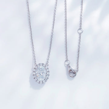 MaisieLin | Oval Diamond Chips Star Ring Orbit Stylish Light Luxury Adjustable Pt950 Platinum Lab-Grown Diamond Necklace Set
