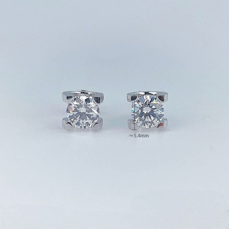 MaisieLin | Bullhead Four-Claw Pt950 Platinum Lab-Grown Diamond Earrings (Stud Style)