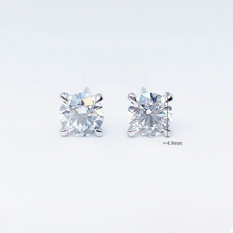 MaisieLin | Stylish Four-Claw Pt950 Platinum Lab-Grown Diamond Earrings (Stud Style)