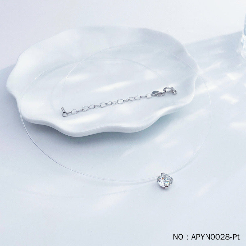 MaisieLin | Mermaid's Tear Versatile Two-Claw Invisible Setting Adjustable Pt950 Platinum Lab-Grown Diamond Necklace Set (Chain & Clasp: S925 Silver)