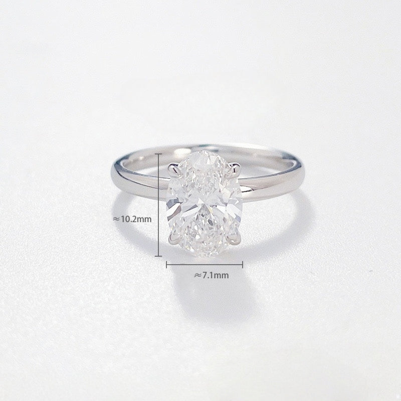 MaisieLin | Minimalist & Stylish Straight-Shank Pt950 Platinum Lab-Grown Oval Diamond Ring for Women