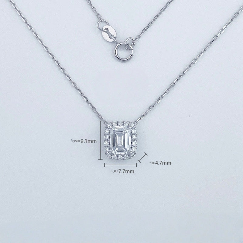 MaisieLin | Dainty Cube Light Luxury Square Diamond Pt950 Platinum Lab-Grown Diamond Necklace Set