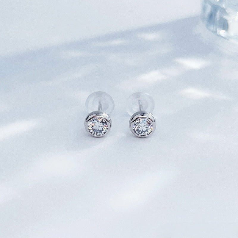 MaisieLin | Stylish Bubble-Style Pt950 Platinum Lab-Grown Diamond Earrings (Stud Style)