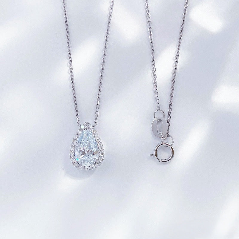 MaisieLin | Teardrop Stylish Light Luxury 18K White Gold Lab-Grown Diamond Adjustable Necklace Set