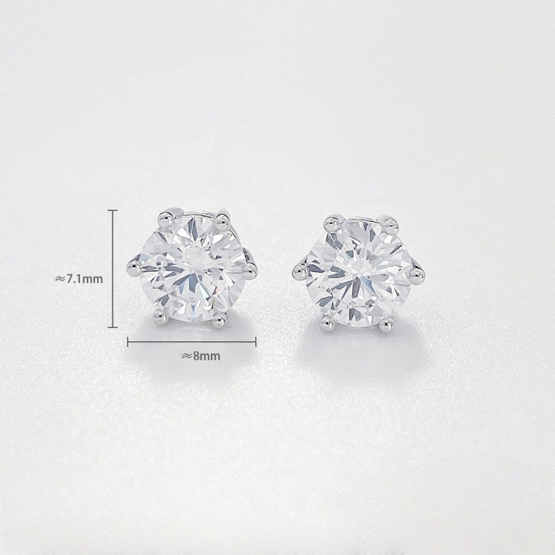 MaisieLin | Dazzling Minimalist & Stylish Six-Claw Pt950 Platinum Lab-Grown Diamond Earrings (Stud Style)