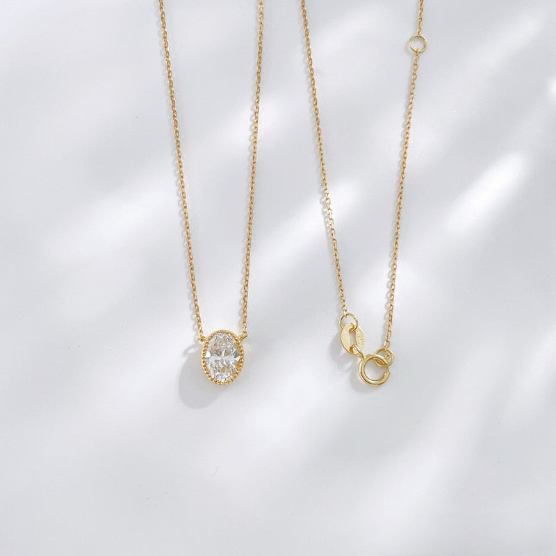 MaisieLin | Minimalist High-End Dreamy Pigeon Egg 18K Yellow Gold White Gold Lab-Grown Diamond Necklace Set
