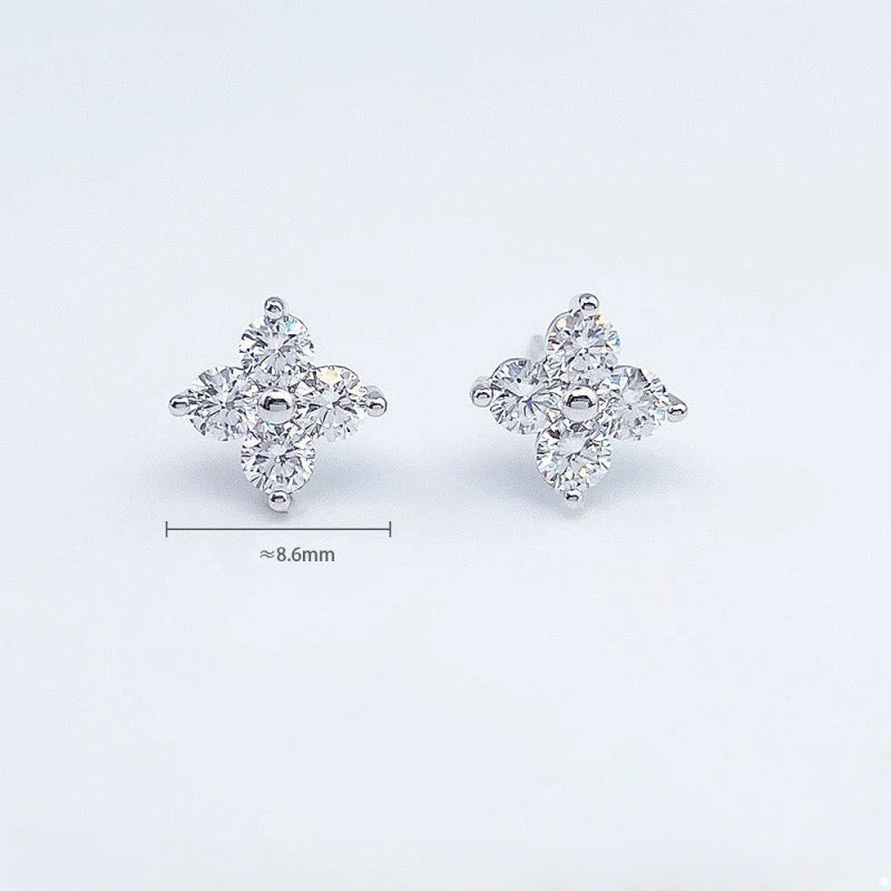 MaisieLin | Lucky Four-Leaf Clover Light Luxury Stylish Pt950 Platinum Lab-Grown Diamond Earrings (Stud Style)