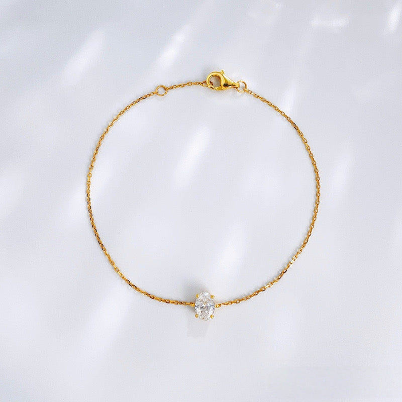 MaisieLin | Minimalist & Stylish Oval Four-Claw 18K Yellow Gold Gold Lab-Grown Fancy Diamond Bracelet