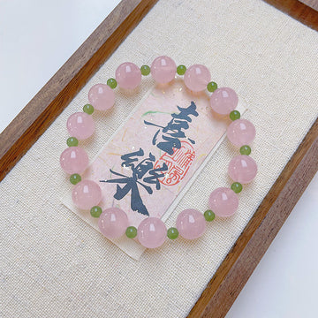 MaisieLin | Rose Quartz and Jasper Round Bead Stretch Bracelet