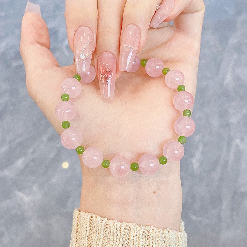 MaisieLin | Rose Quartz and Jasper Round Bead Stretch Bracelet