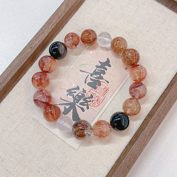 MaisieLin | Super Seven, Hematoid Quartz & Phantom Quartz Round Bead Mixed Gem Stretch Bracelet