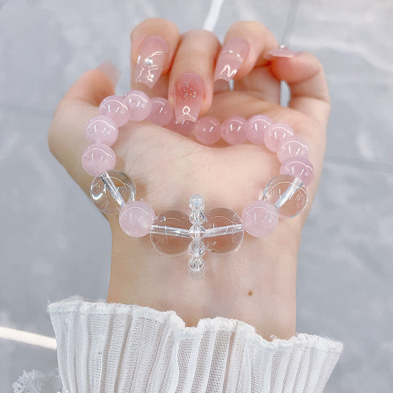MaisieLin | Clear Quartz & Rose Quartz Round Bead Stretch Bracelet (Bead Size: Approx. 8.9-9.3mm)
